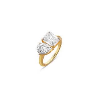Twin Flame Moissanite Dual Solitaire Silver Ring