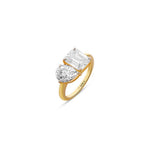 Twin Flame Moissanite Dual Solitaire Silver Ring