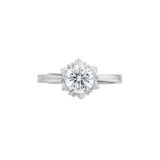 Arnika Lotus Solitaire Moissanite Silver Ring