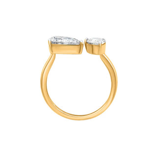 Twin Flame Moissanite Dual Solitaire Silver Ring