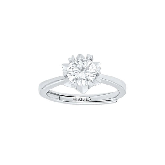 Arnika Lotus Solitaire Moissanite Silver Ring