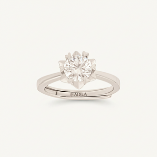 Arnika Lotus Solitaire Moissanite Silver Ring