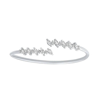 Flexi Marquise and Round cut Moissanite Bangle in Silver - Adila