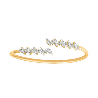 Flexi Marquise and Round cut Diamond Bangle in Gold - Adila