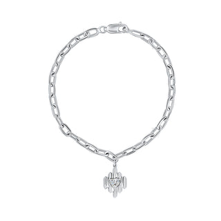 Ikat Heart Moissanite Stone Bracelet in Silver - Adila