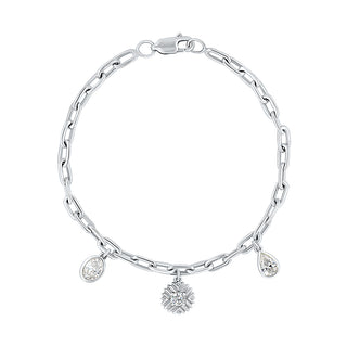 Ikat Charm Moissanite Stone Bracelet in Silver