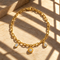 Ikat Charm Moissanite Silver Bracelet