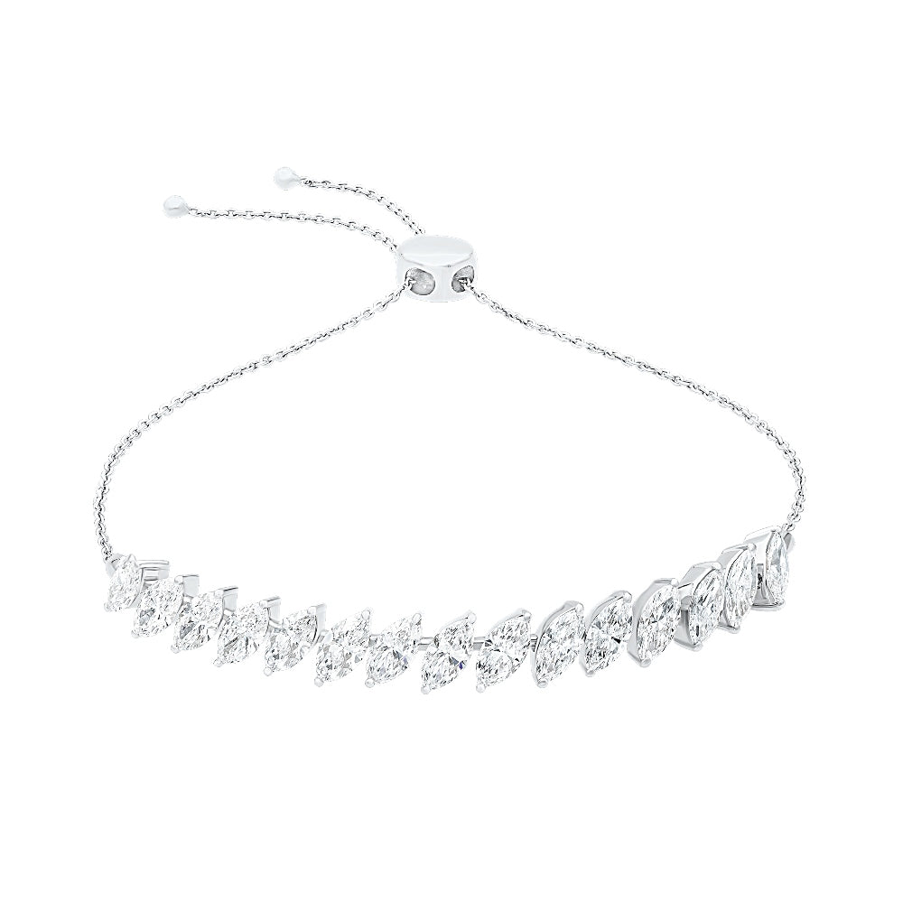 Marquise Adjustable Silver Bracelet for women - Adila Jewels