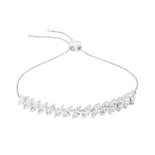 Marquise Moissanite Stone Adjustable Bracelet in Silver - Adila