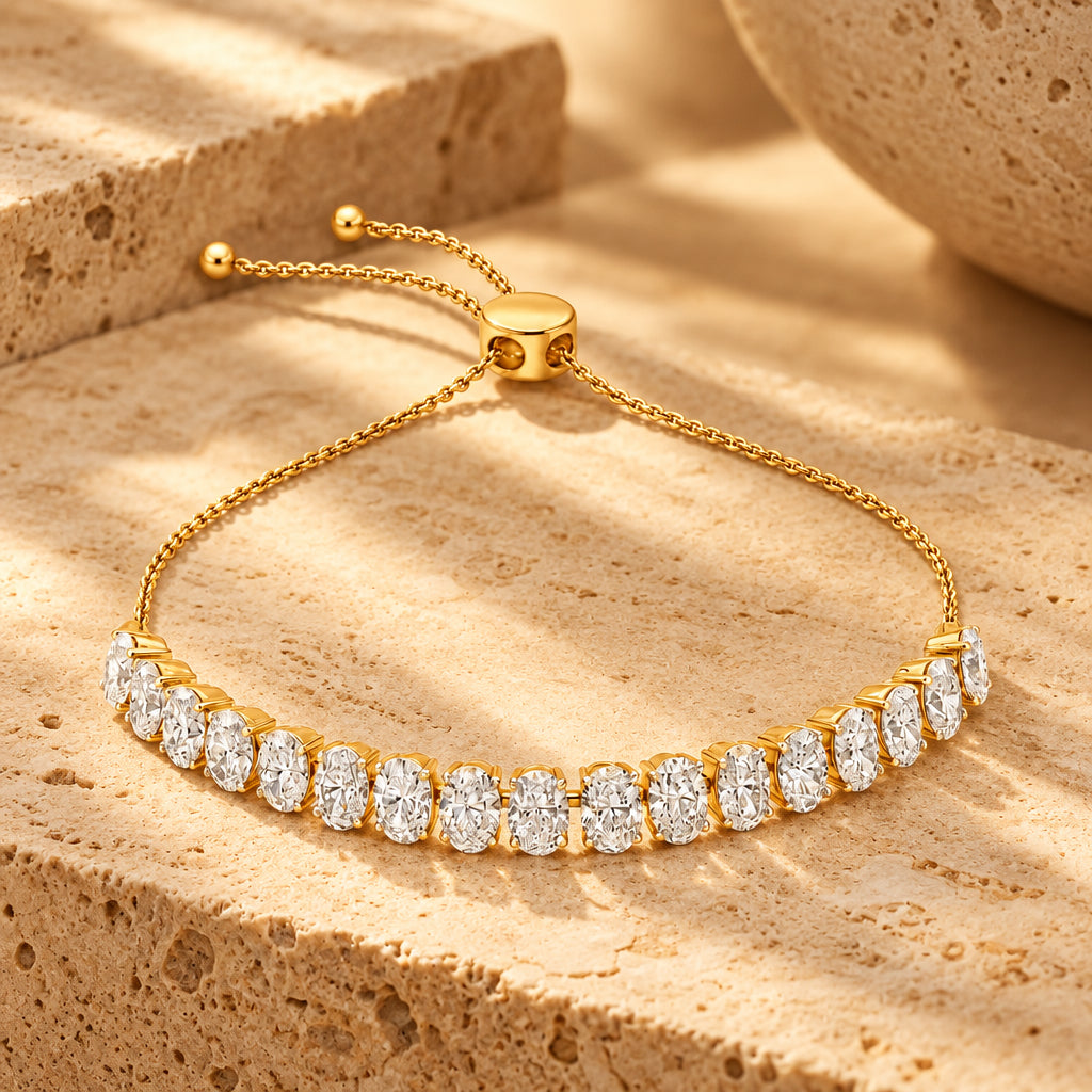 Oval Adjustable Moissanite Bracelet