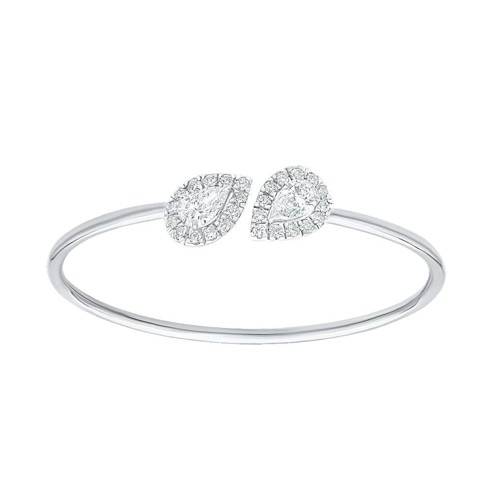Pear Sparkle Halo Silver Bangles for Women - Adila Jewels