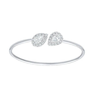 Pear Sparkle Halo Moissanite Bangle in Silver - Adila