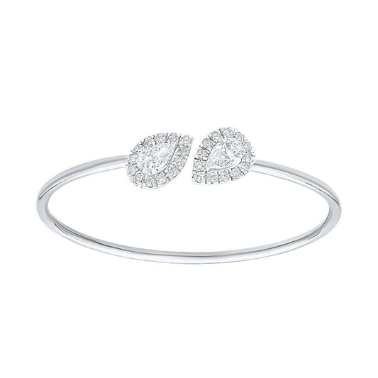 Pear Sparkle Halo Silver Bangles for Women - Adila Jewels