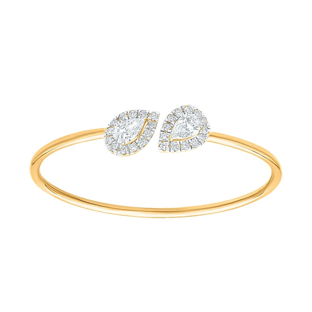 Pear Sparkle Halo Silver Bangles for Women - Adila Jewels