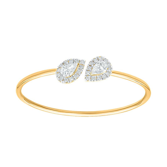 Pear Sparkle Halo Silver Bangles for Women - Adila Jewels