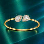 Pear Sparkle Halo Moissanite Bangle
