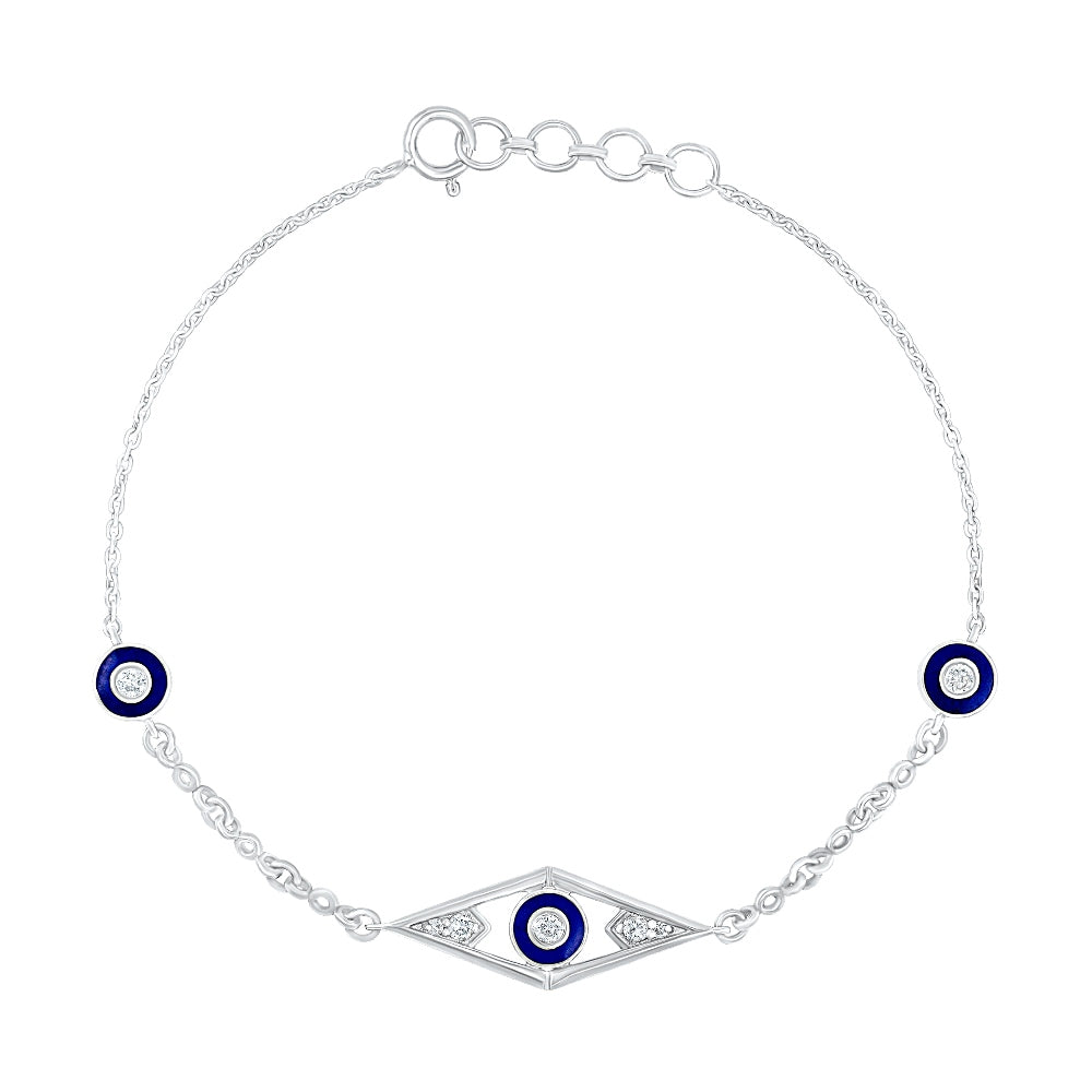 Midnight Evil Eye  Silver Bangle for women - Adila Jewels
