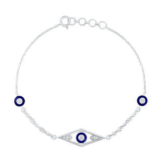 Midnight Evil Eye Moissanite Stone Bracelet in Silver