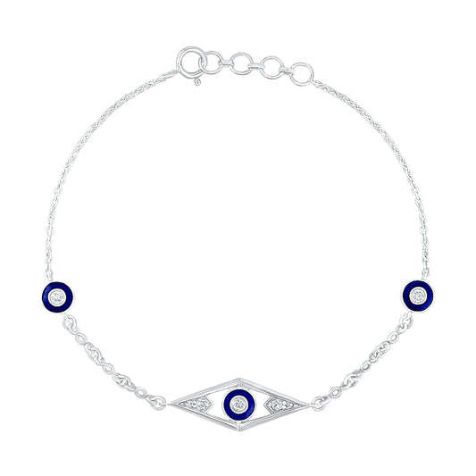 Midnight Evil Eye  Silver Bangle for women - Adila Jewels