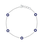 Blue Enamel Evil Eye Silver Bracelet for women - Adila Jewels