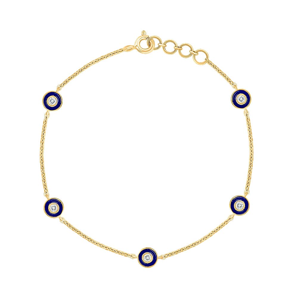 Blue Enamel Evil Eye Silver Bracelet for women - Adila Jewels
