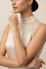 Aahana Clover White Enamel Moissanite Bracelet