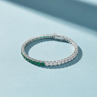 Emerald Snow Pop Bracelet - moissanite and green lab-grown gemstones in 925 Sterling Silver
