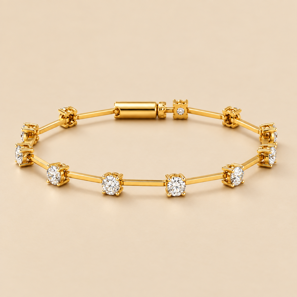 Bamboo Silver Moissanite Bracelet