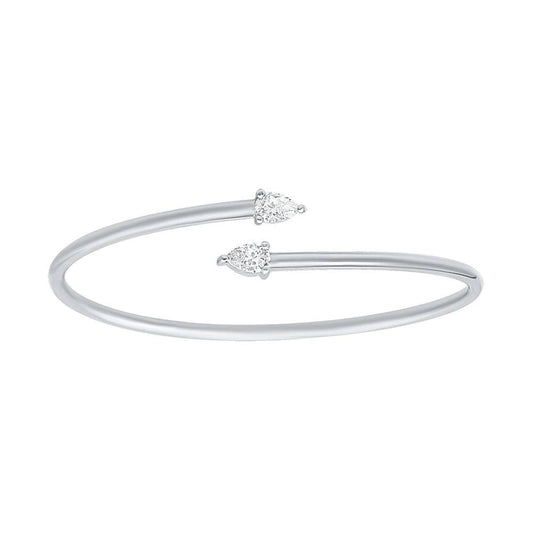 Two Stone Pear Radiance Silver Bangles for Women- Adila Jewels