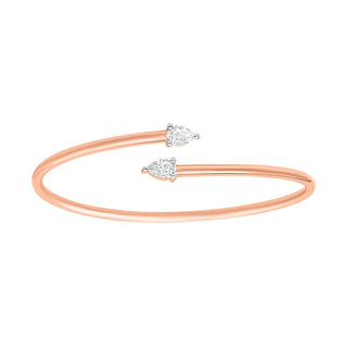 Two Stone Pear Diamond Radiance Bangle in Gold - Adila