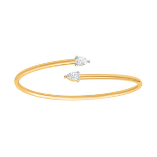 Two Stone Pear Radiance Bangle with Diamonds in 925 Sterling Silver - Adila