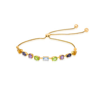 Gelato Glow Silver Multi-colour Bracelet| Modern Silver Gemstone Jewelry
