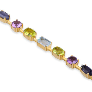 Gelato Glow Silver Multi-colour Bracelet| Modern Silver Gemstone Jewelry