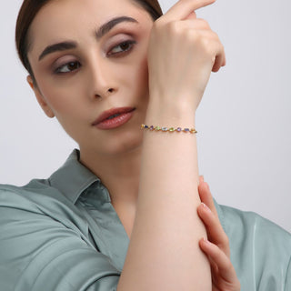 Gelato Glow Silver Multi-colour Bracelet| Modern Silver Gemstone Jewelry