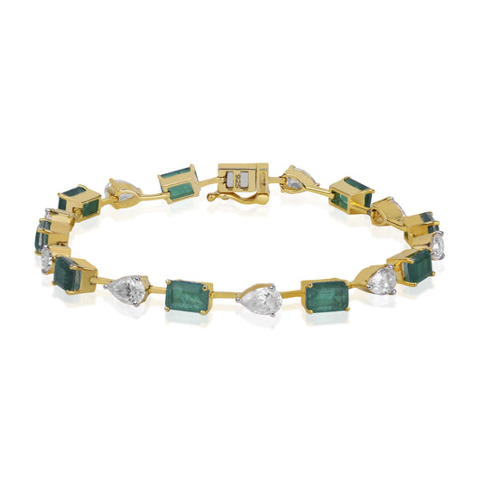 Zyra Silver Emerald Moissanite Bracelet