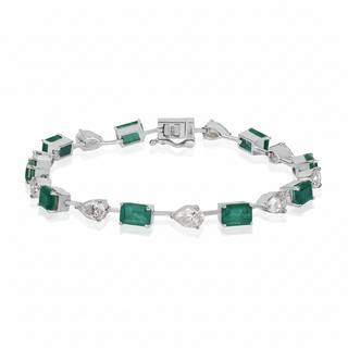 Ishira Silver Emerald Moissanite Bracelet