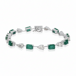 Ishira Silver Emerald Moissanite Bracelet
