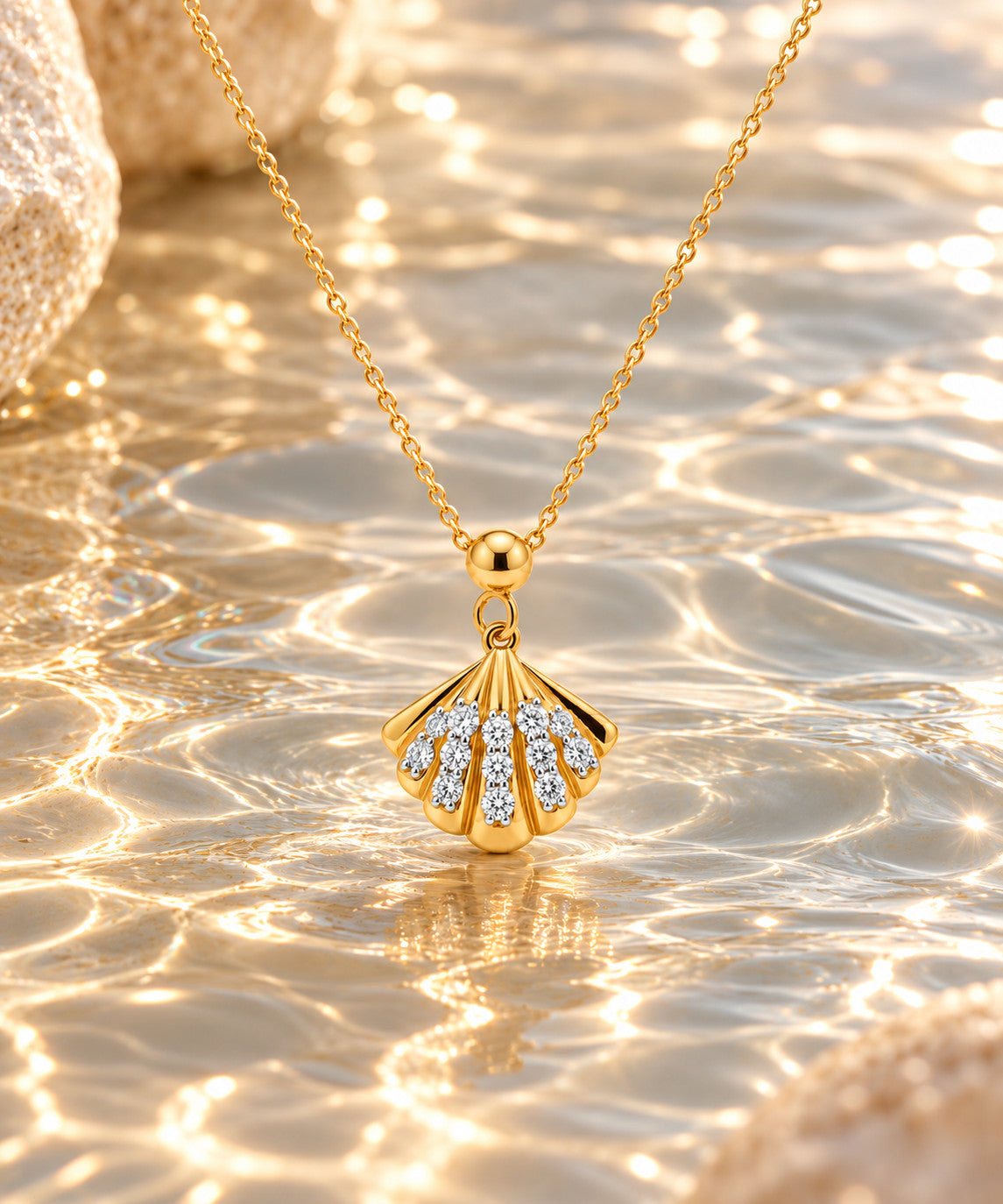Sea Shell Slider Charm Silver Moissanite