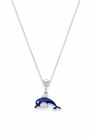 Dolphin Slider Charm Silver Moissanite
