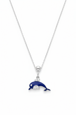 Dolphin Slider Charm Silver Moissanite