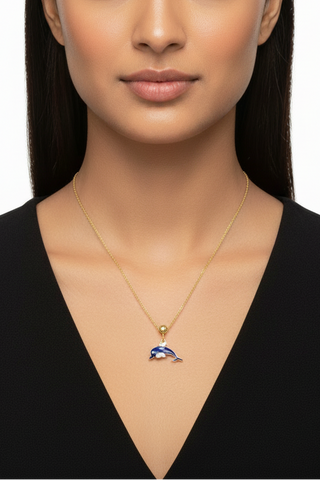 Dolphin Slider Charm Silver Moissanite