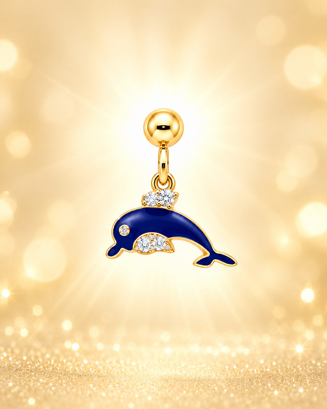 Dolphin Slider Charm Silver Moissanite