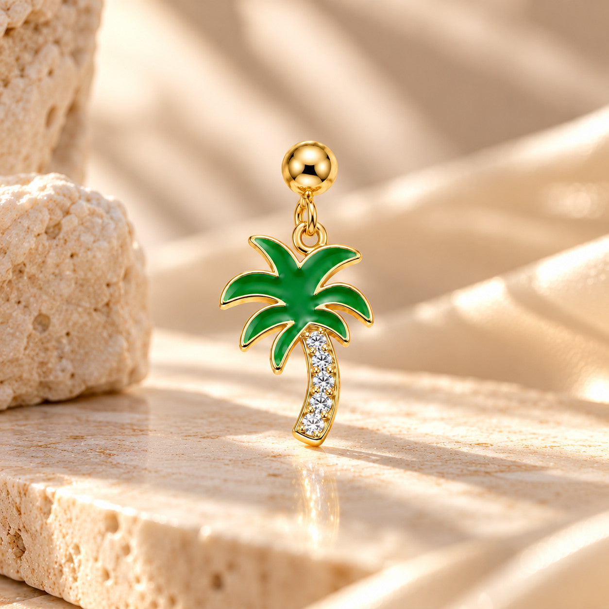 Palmtree Slider Charm Silver Moissanite