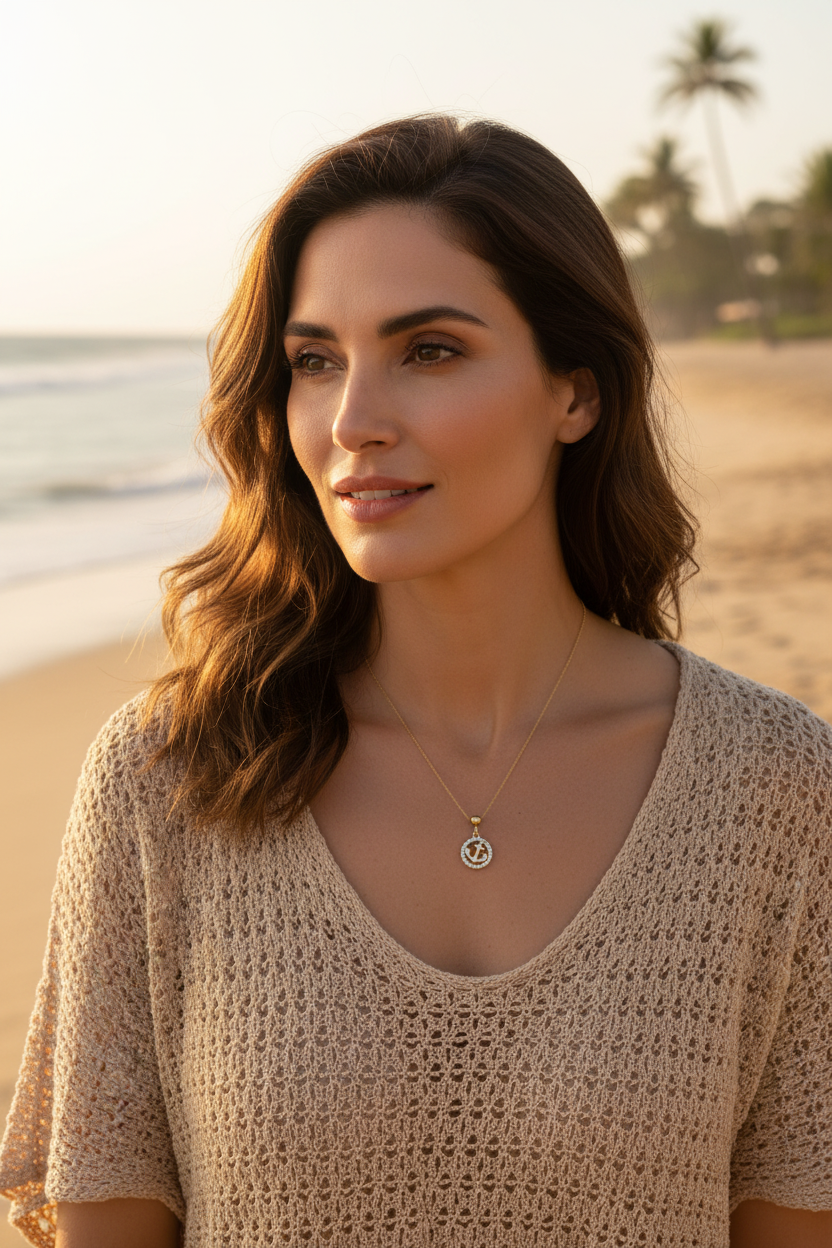 Circle Anchor Slider Charm Silver Moissanite | Charm | Adila Jewels