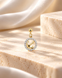 Circle Anchor Slider Charm Silver Moissanite