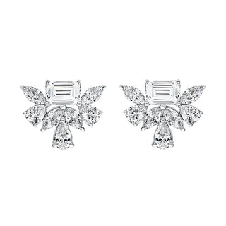 Radiant Pear and Marquise Shape Moissanite Stone Stud Earrings in Sterling Silver - Adila