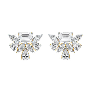 Radiant Pear and Marquise Shape Moissanite Stone Stud Earrings in Sterling Silver - Adila