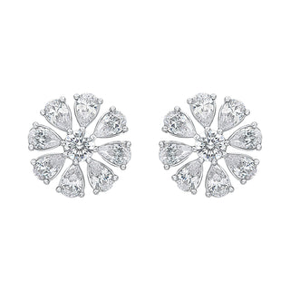 Classic Pear and Round Shape Moissanite Stone Stud Earrings in Sterling Silver - Adila