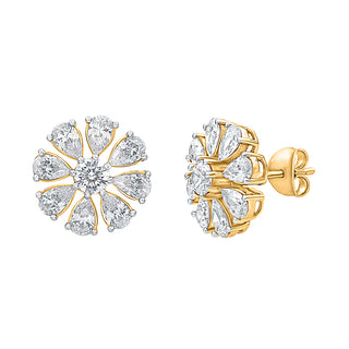 Classic Pear and Round Shape Moissanite Stone Stud Earrings in Sterling Silver - Adila