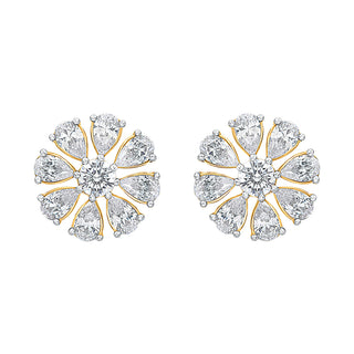 Classic Pear and Round Shape Moissanite Stone Stud Earrings in Sterling Silver - Adila